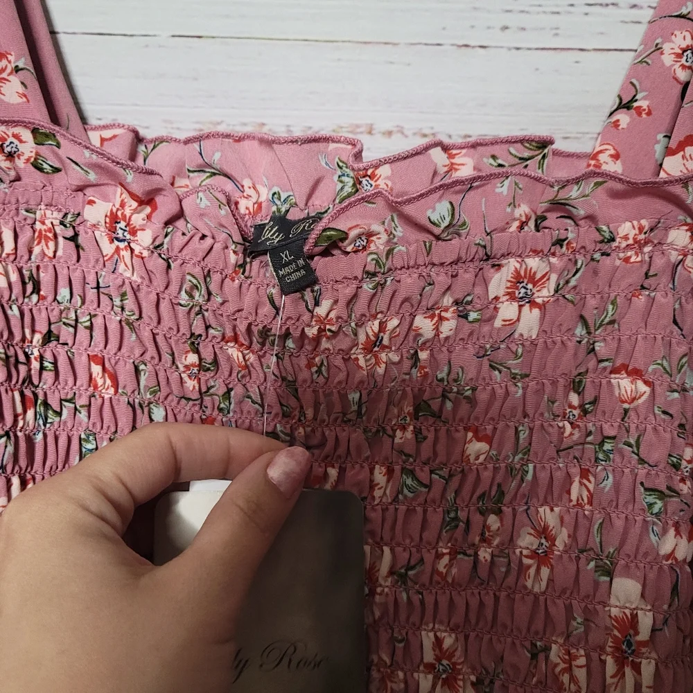 Lilly Rose XL Floral Smocked Top dress NWTs - Picture 5 of 5